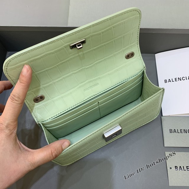 Balenciaga專櫃爆款小號鱷魚薄荷綠肩背包 巴黎世家新款Gossip bag斜挎包 fyj1322